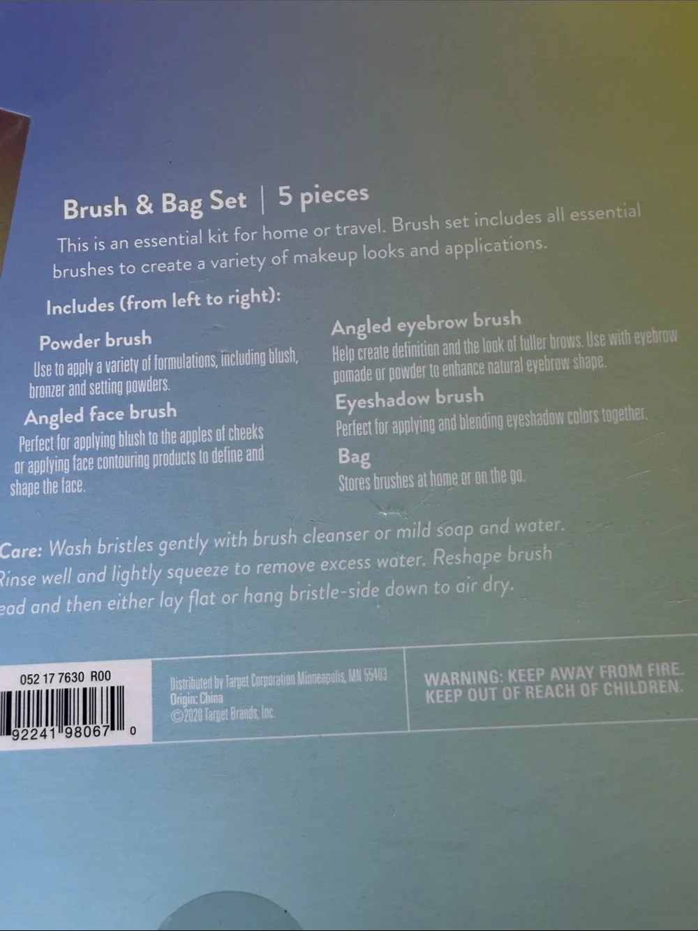 Blue Glitter Makeup Brush & Bag Set